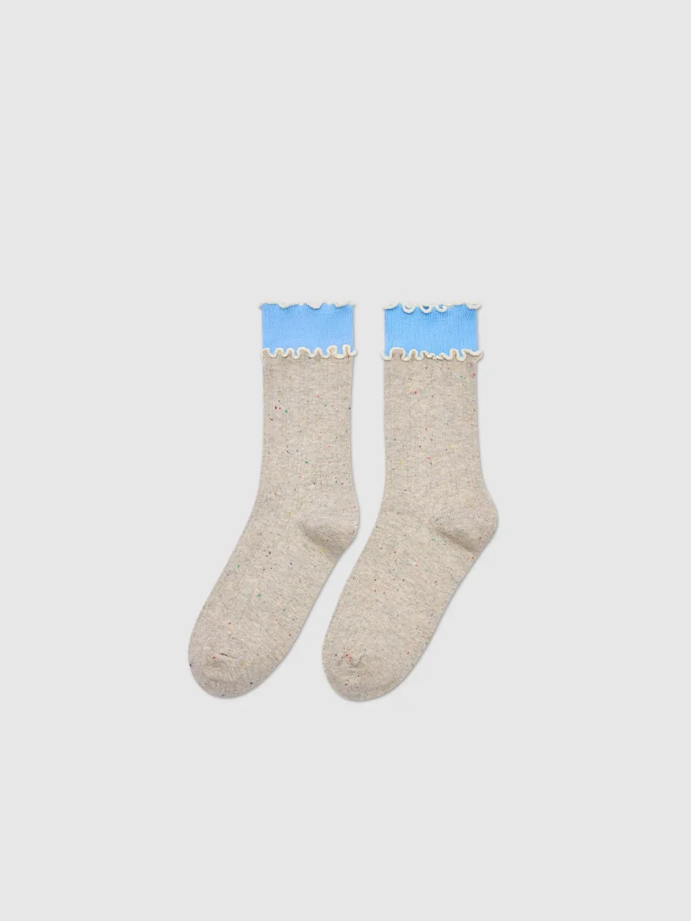 Cute Blue Ruffle Speckle Socks