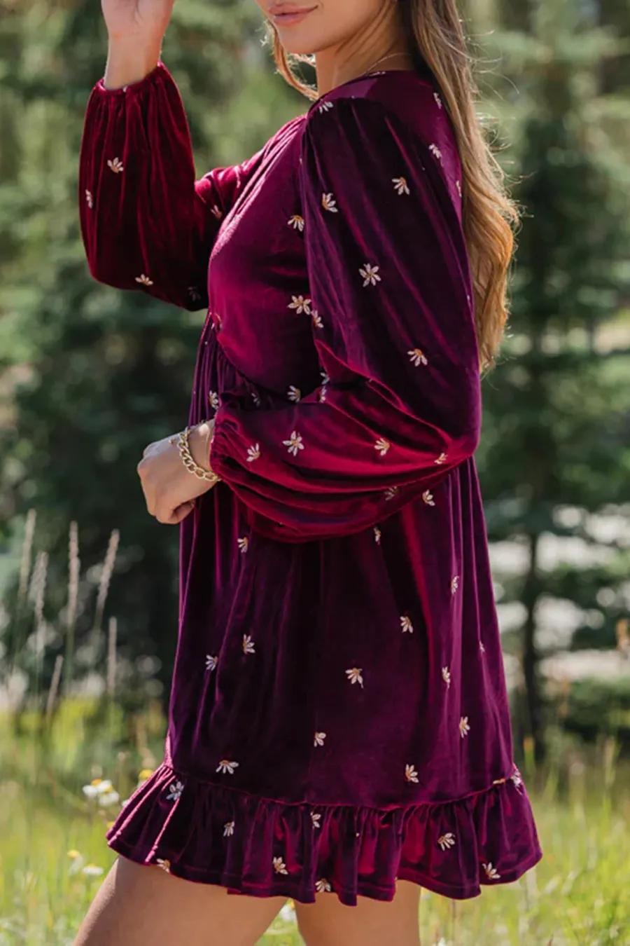 Burgundy Velvet Dress