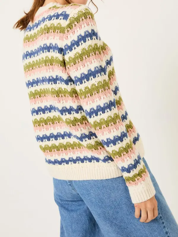 Color Stripes Knitted Pattern Jumper