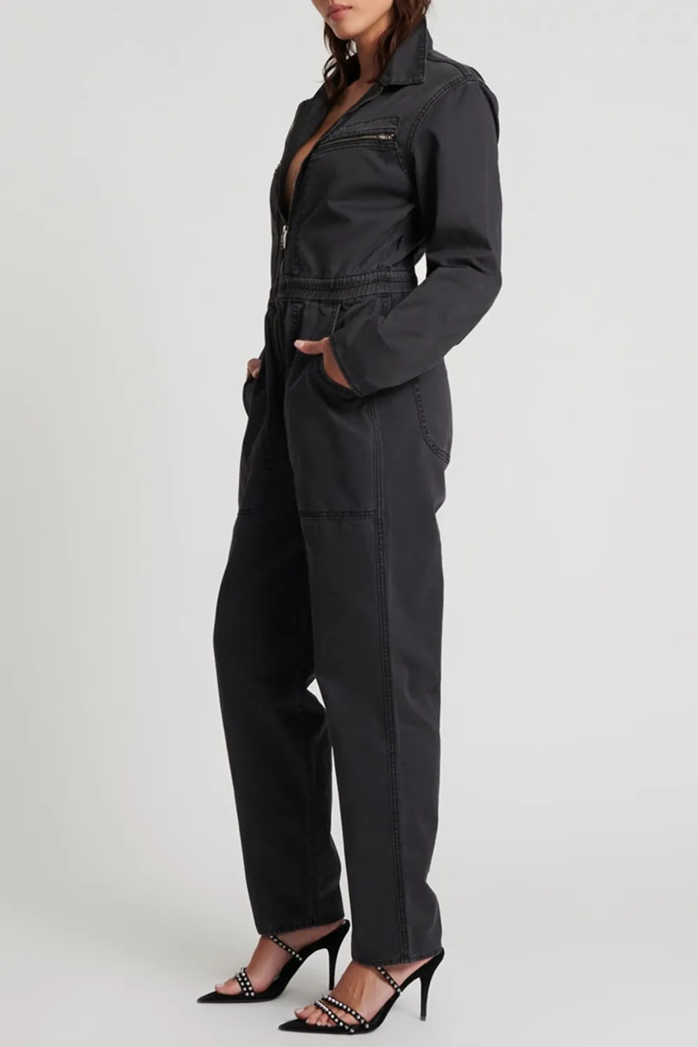 Black Vintage Simple Workwear Jumpsuit