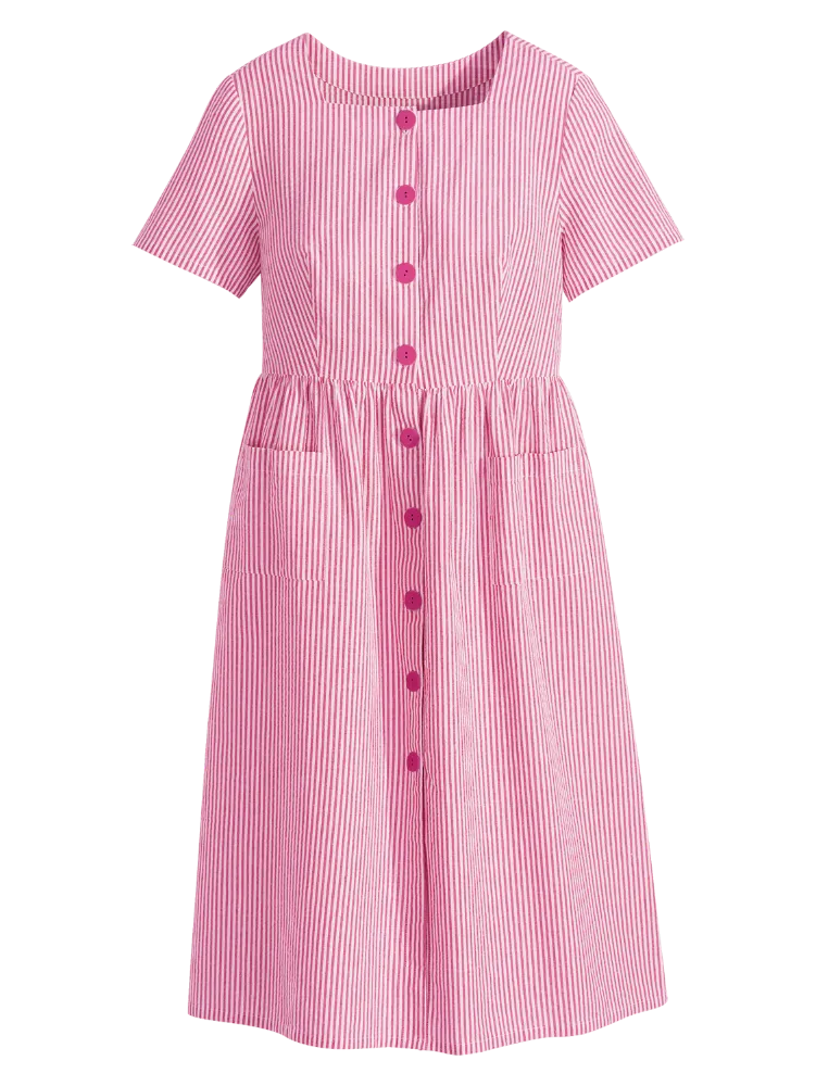 Button-Front Seersucker Dress