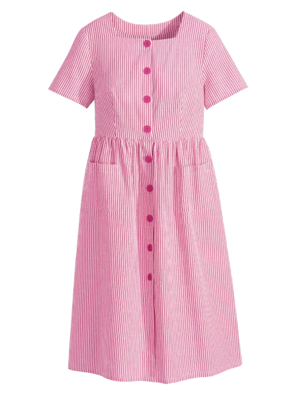 Button-Front Seersucker Dress