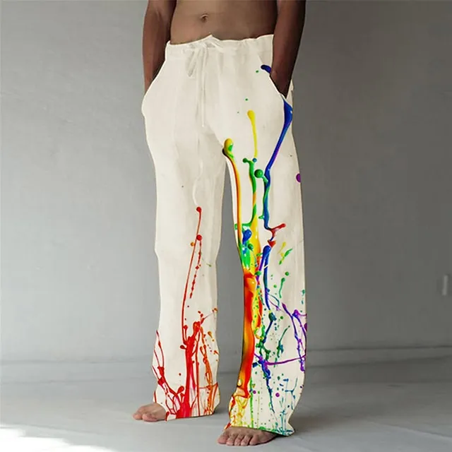 Men's Graphic Prints Graffiti Linen Pants