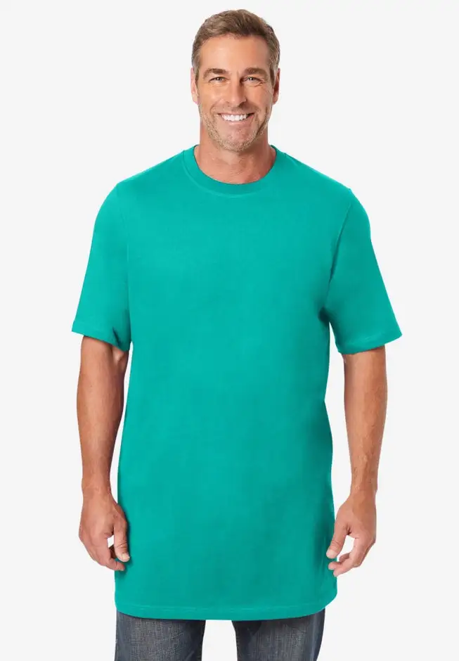 Shrink-Less Lightweight Longer-Length Crewneck T-Shirt