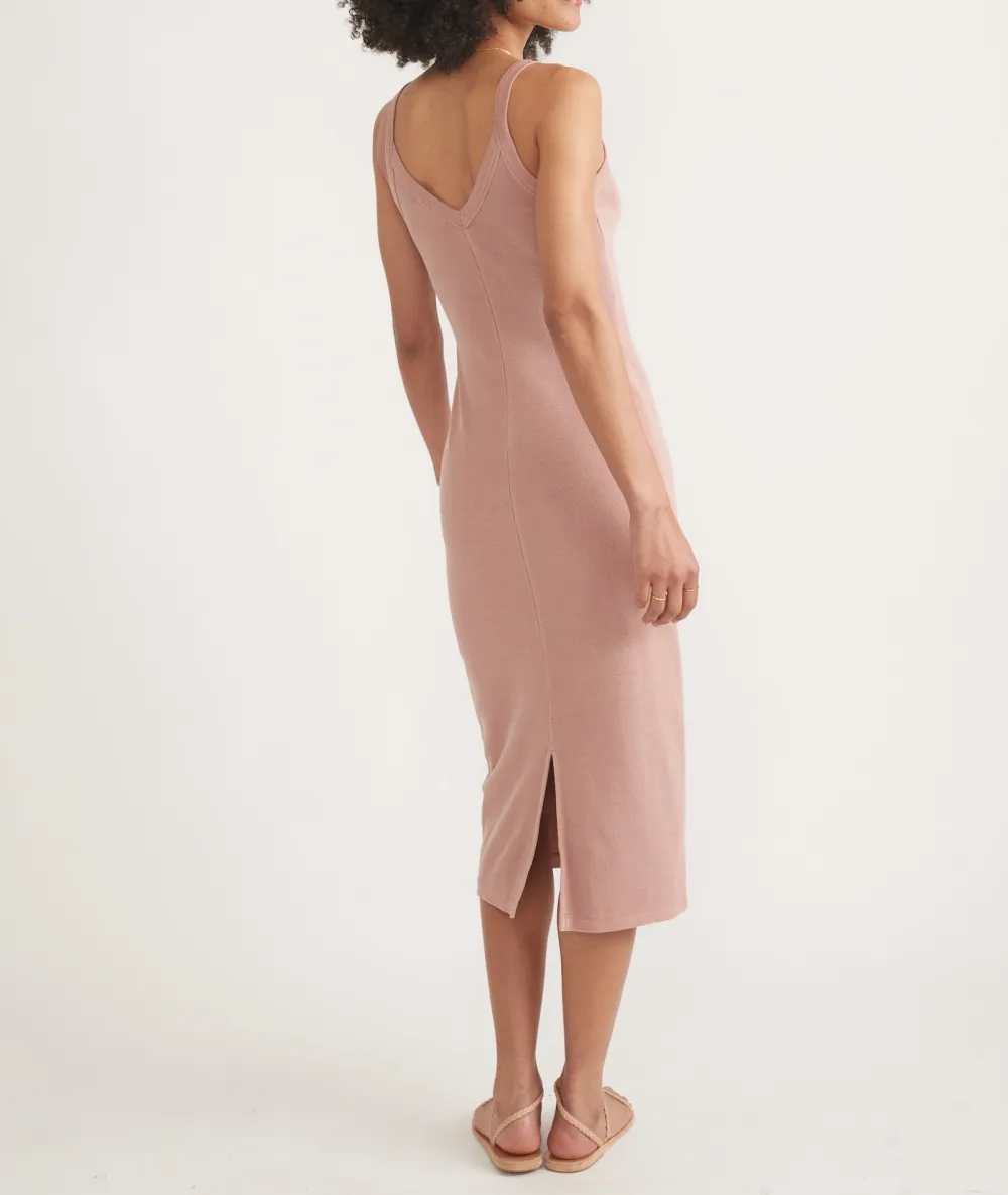 Blush Ribbed Spaghetti Strap Midi Dress
