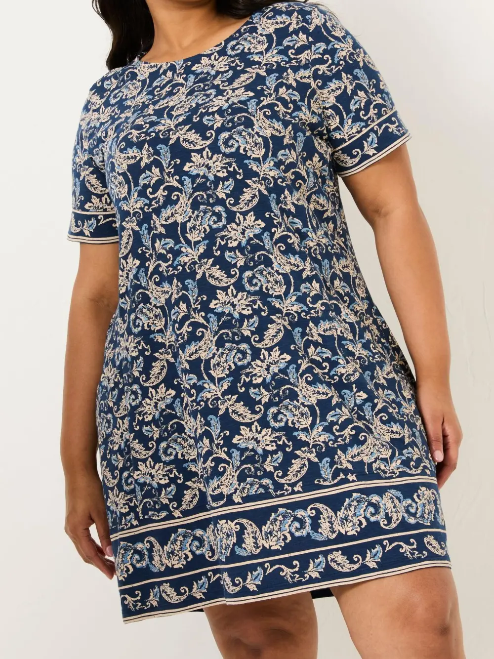 Blue Paisley Short Sleeve Jersey Dress