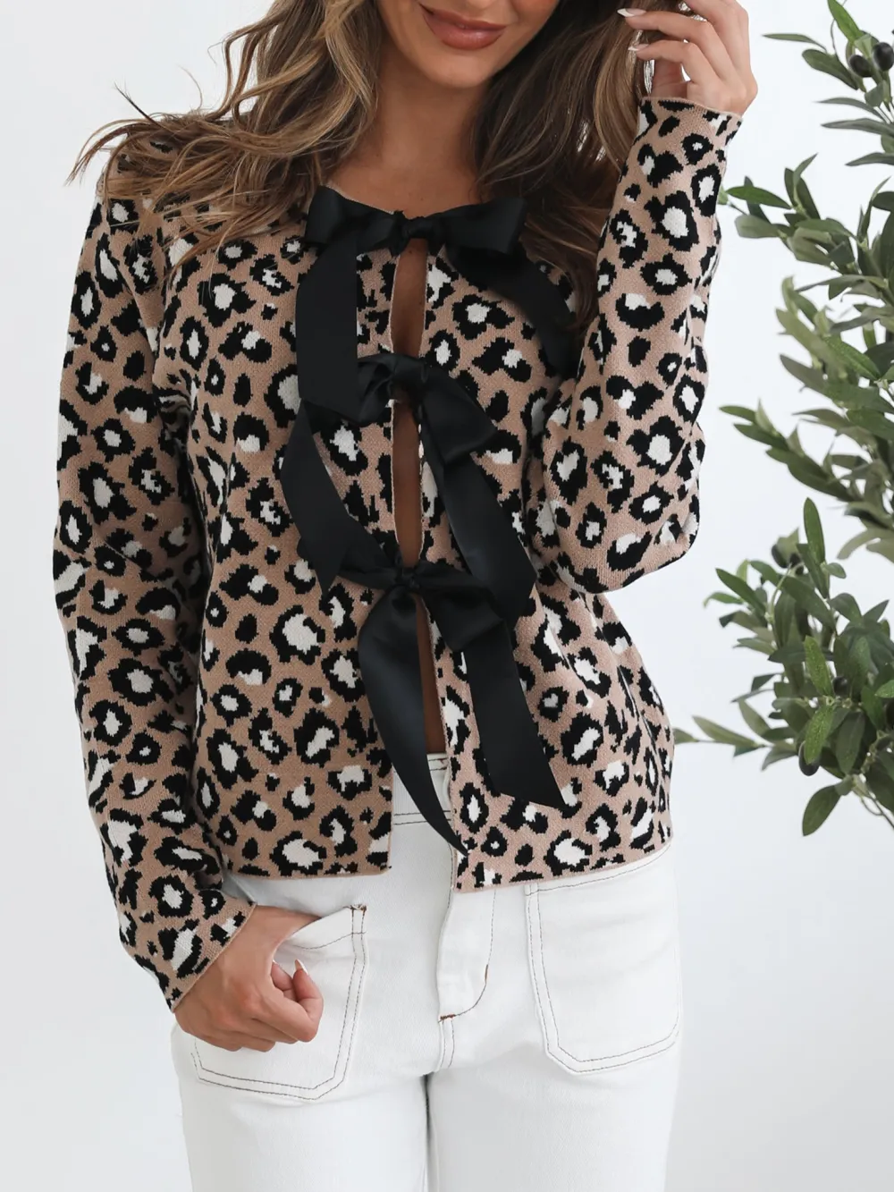 Camel Print Casual Style Cardigan