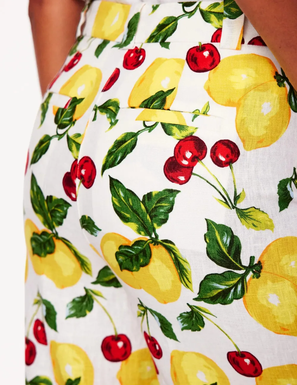 Ivory Cherry - Print Linen Jeans