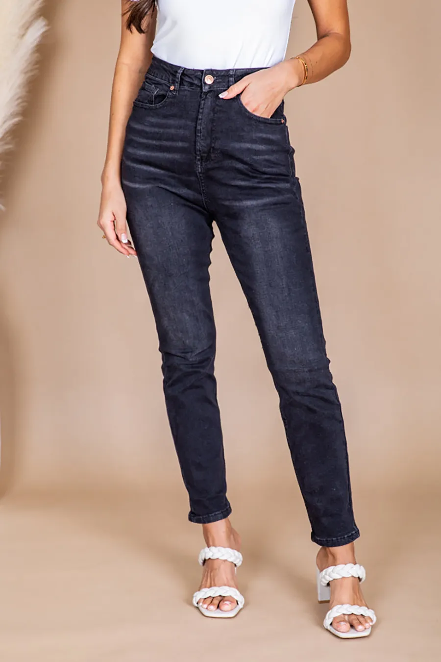 Black Vintage Straight Leg Jeans