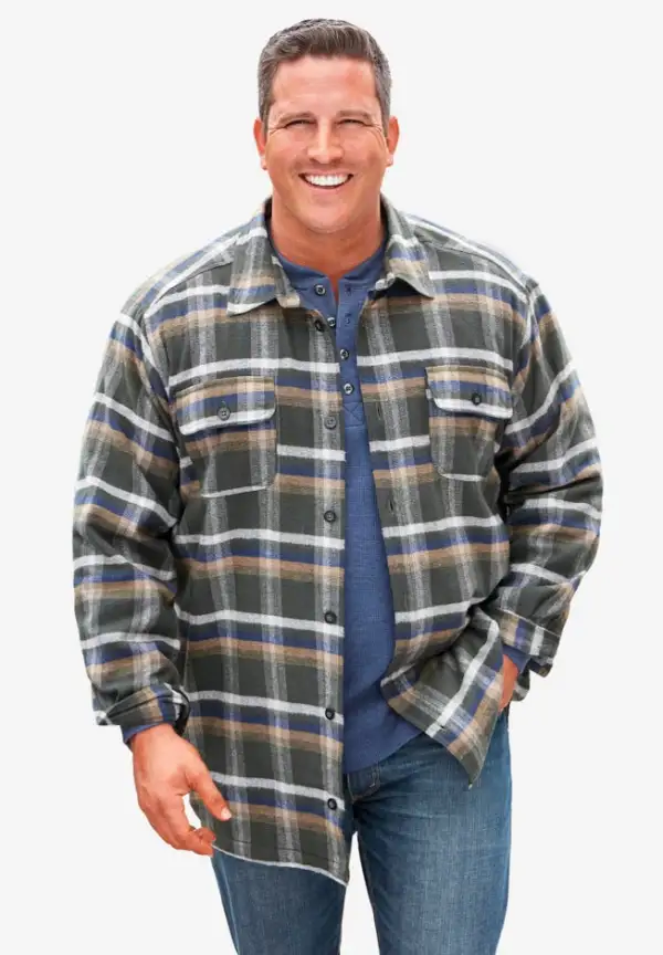 Fleece-Lined Flannel Shirt Jacket