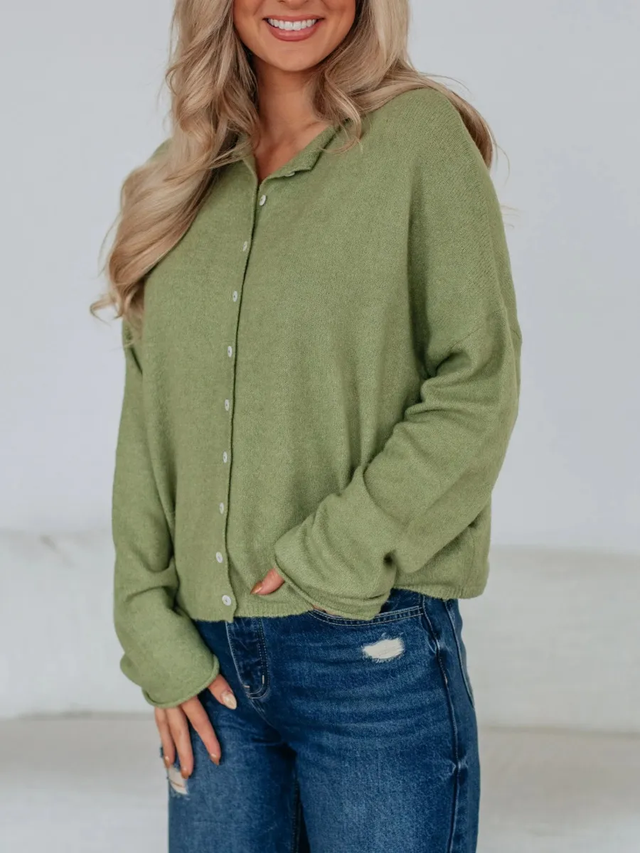Plain Round Neck Cardigan