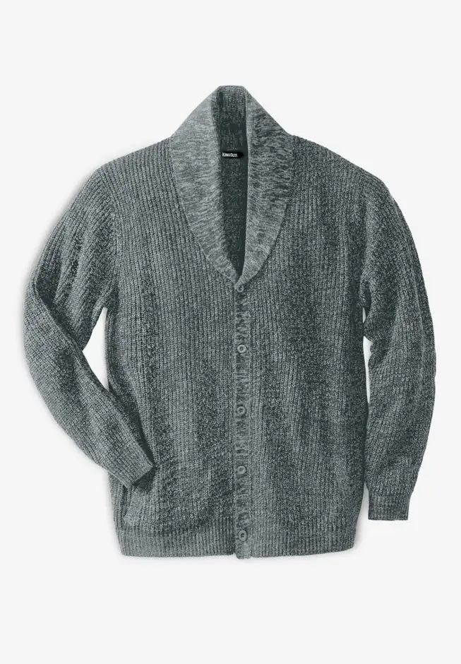 Shaker Knit Shawl-Collar Cardigan Sweater