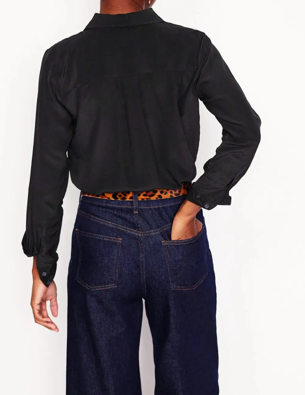 Black Silk Button - Down Shirt