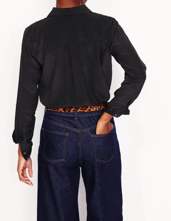 Black Silk Button - Down Shirt