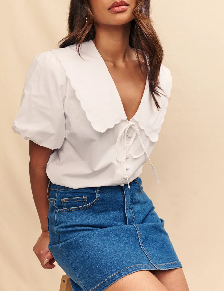 White Puff Sleeve Blouse