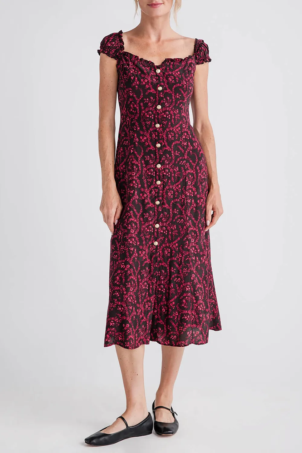Olivaceous Dress - Black Red
