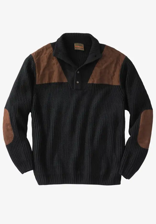 Patch Sweater with Mock Neck