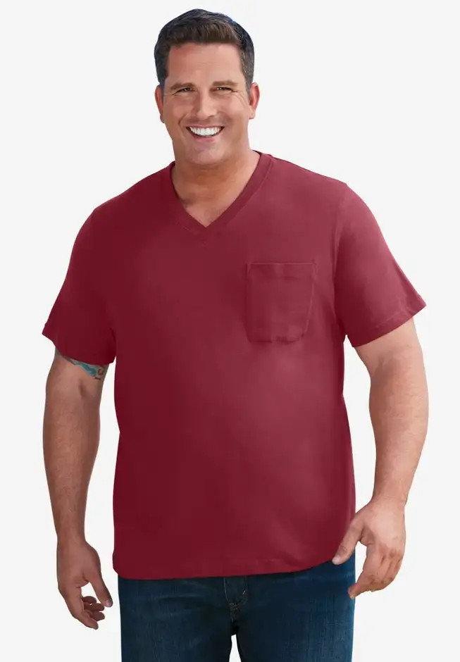 Shrink-Less Lightweight V-Neck Pocket T-Shirt