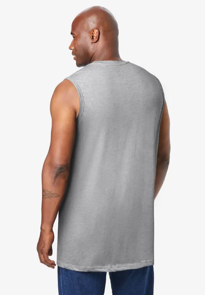 Shrink-Less Longer-Length Lightweight Muscle Pocket Tee