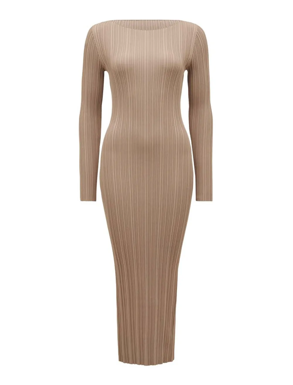 Long-Sleeve Rib Knit Dress