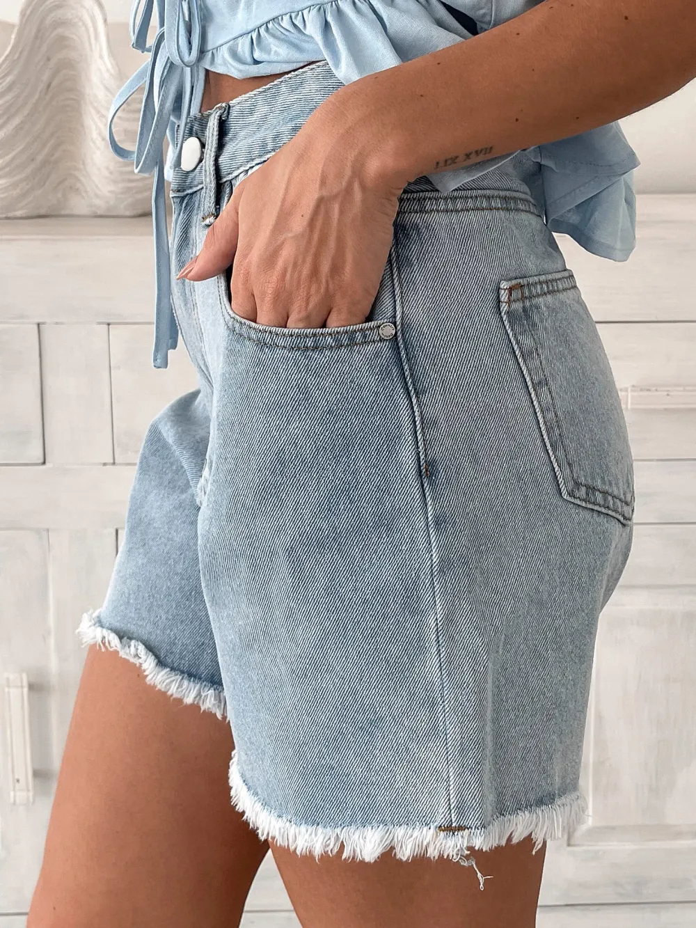 Light Blue High Waist Shorts