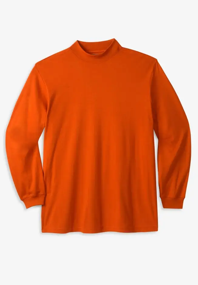 Mock Turtleneck Long-Sleeve Cotton Tee