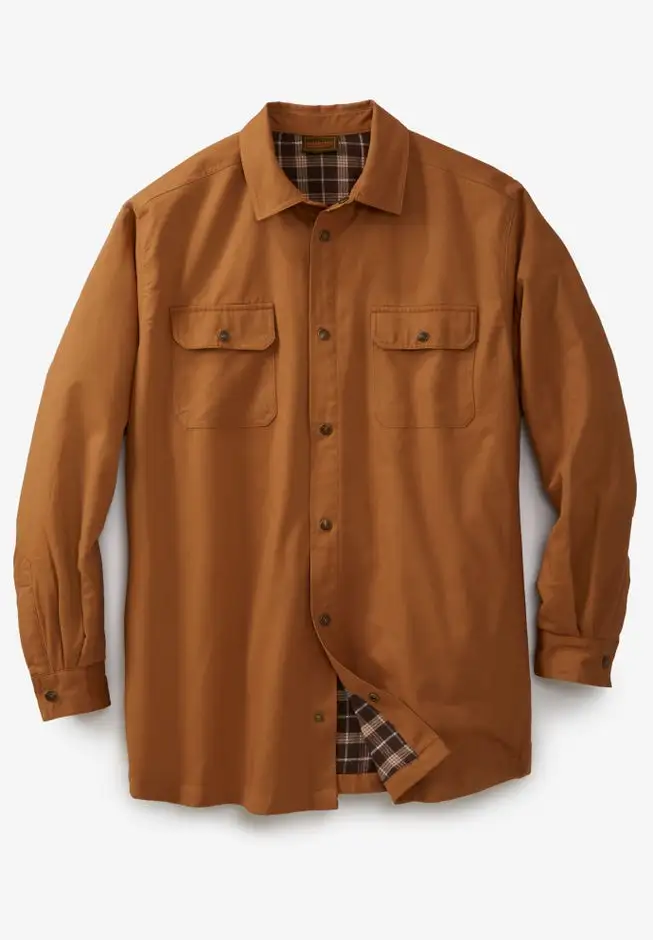 Flannel-Lined Twill Shirt Jacket