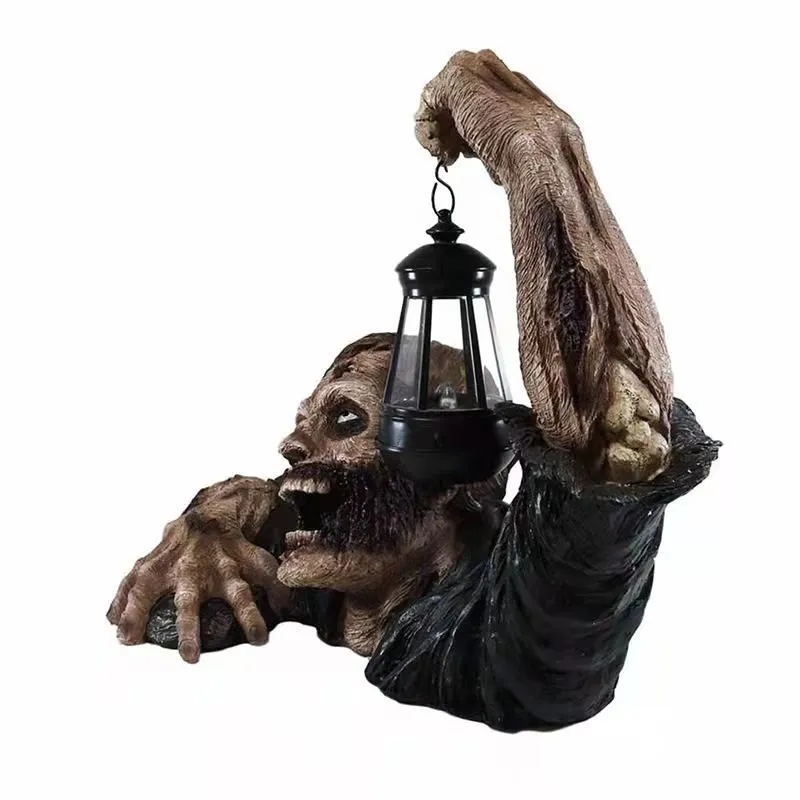 New Halloween Zombie Lantern Resin Crafts Decoration Garden Ornaments Horror Sculpture