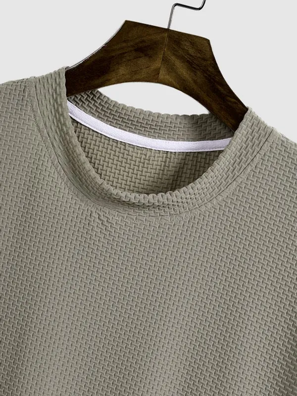 Men'S Comfortable Textured T-Shirt Casual Shorts Set