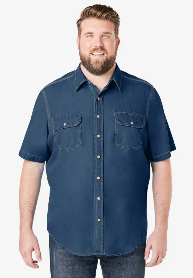 Short Sleeve Denim and Twill Shirt