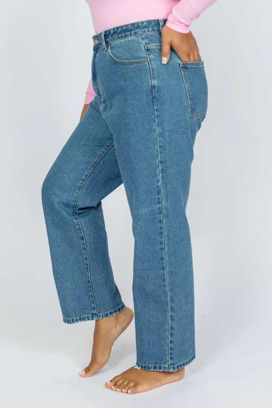 Medium Wash Straight Leg Mom Jeans