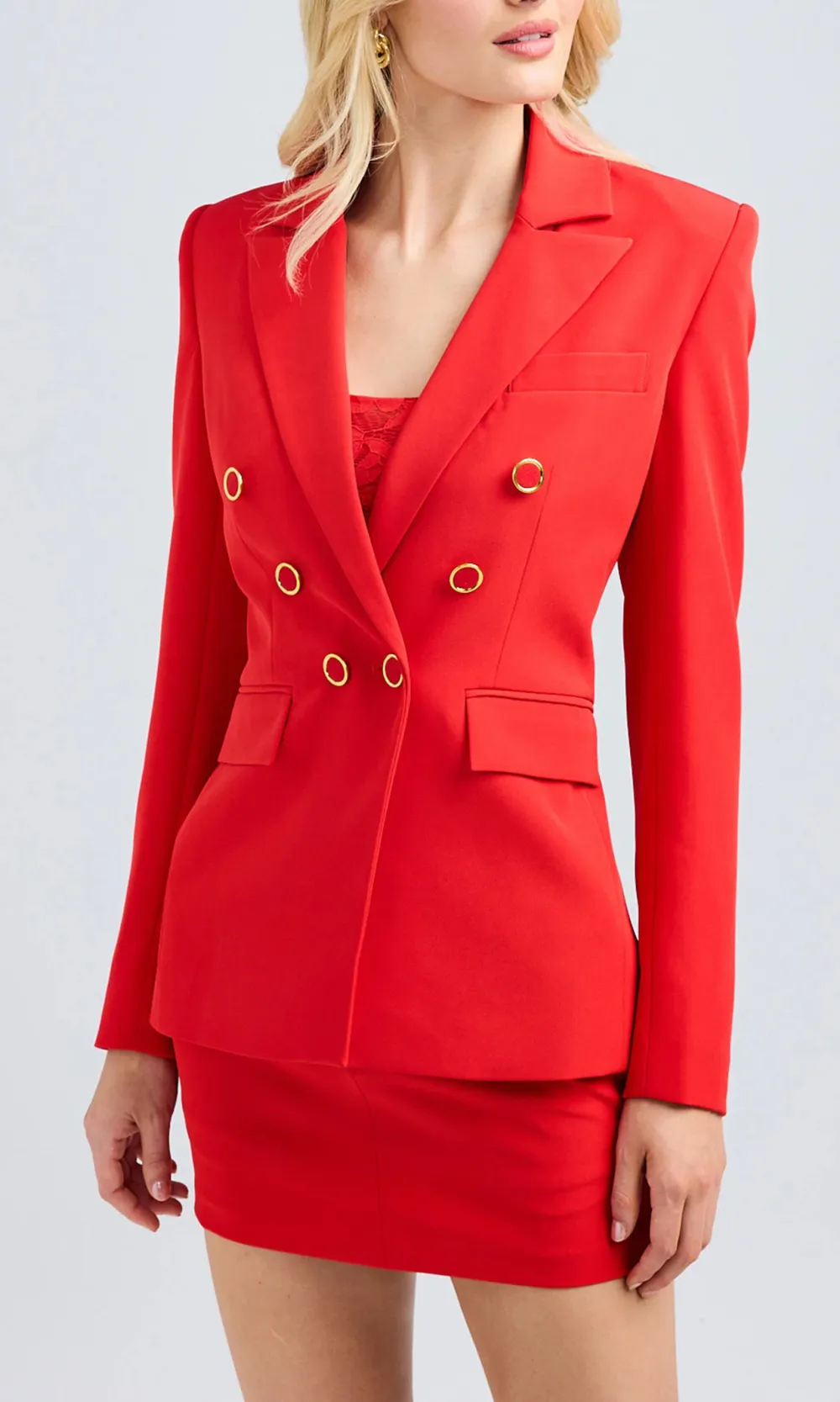 Red Crepe Bodycon Skirt