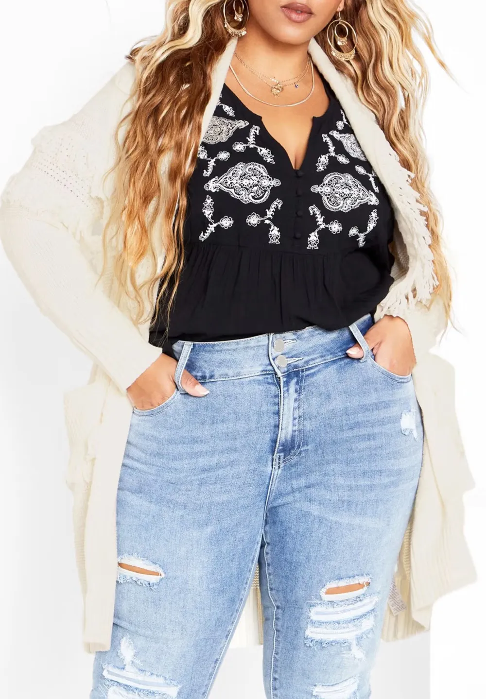 Tassel Solid Color Cardigan