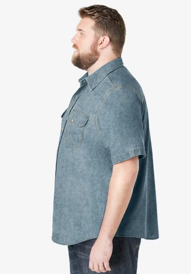Short Sleeve Denim and Twill Shirt