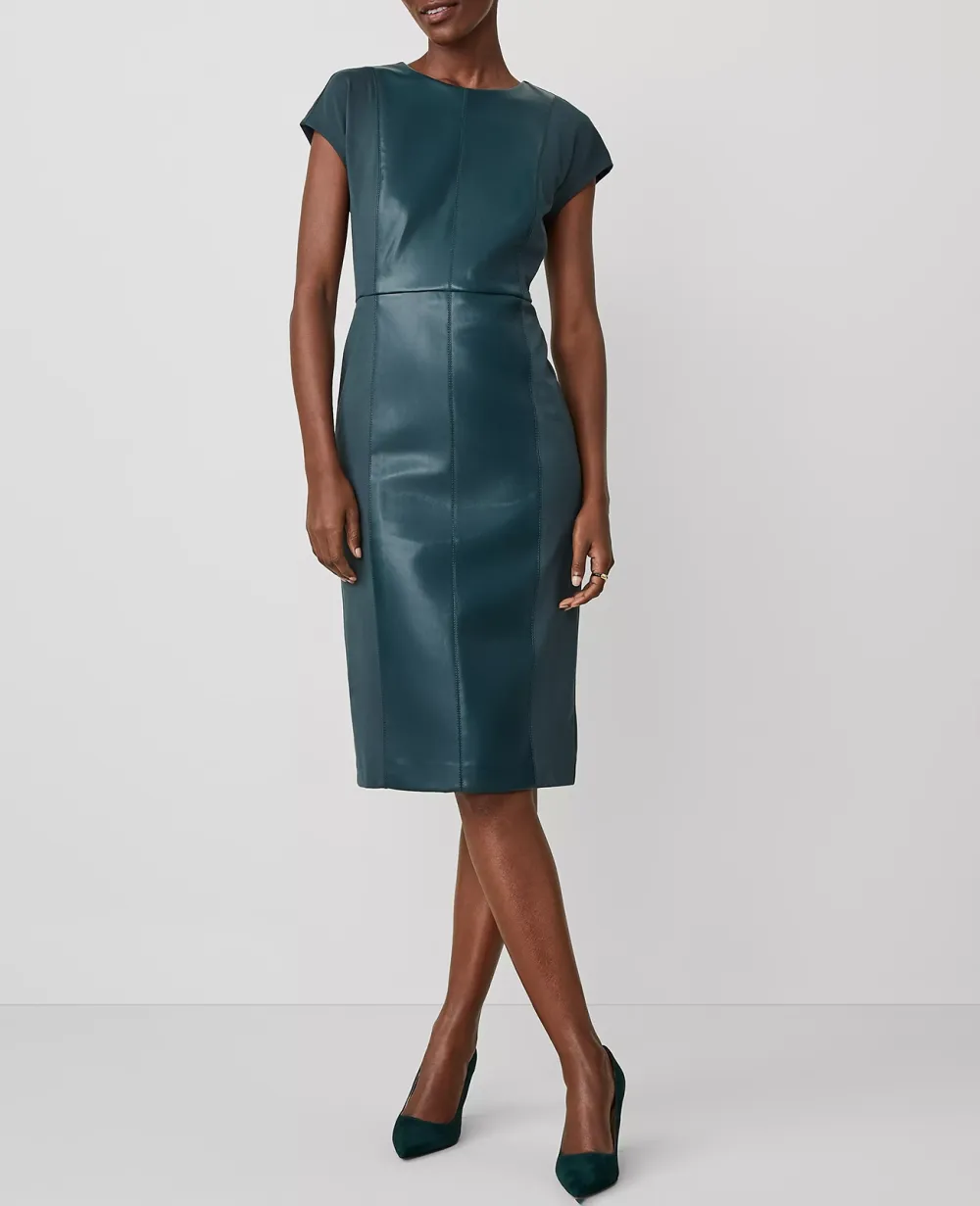 Faux Leather Mixed Media Dress