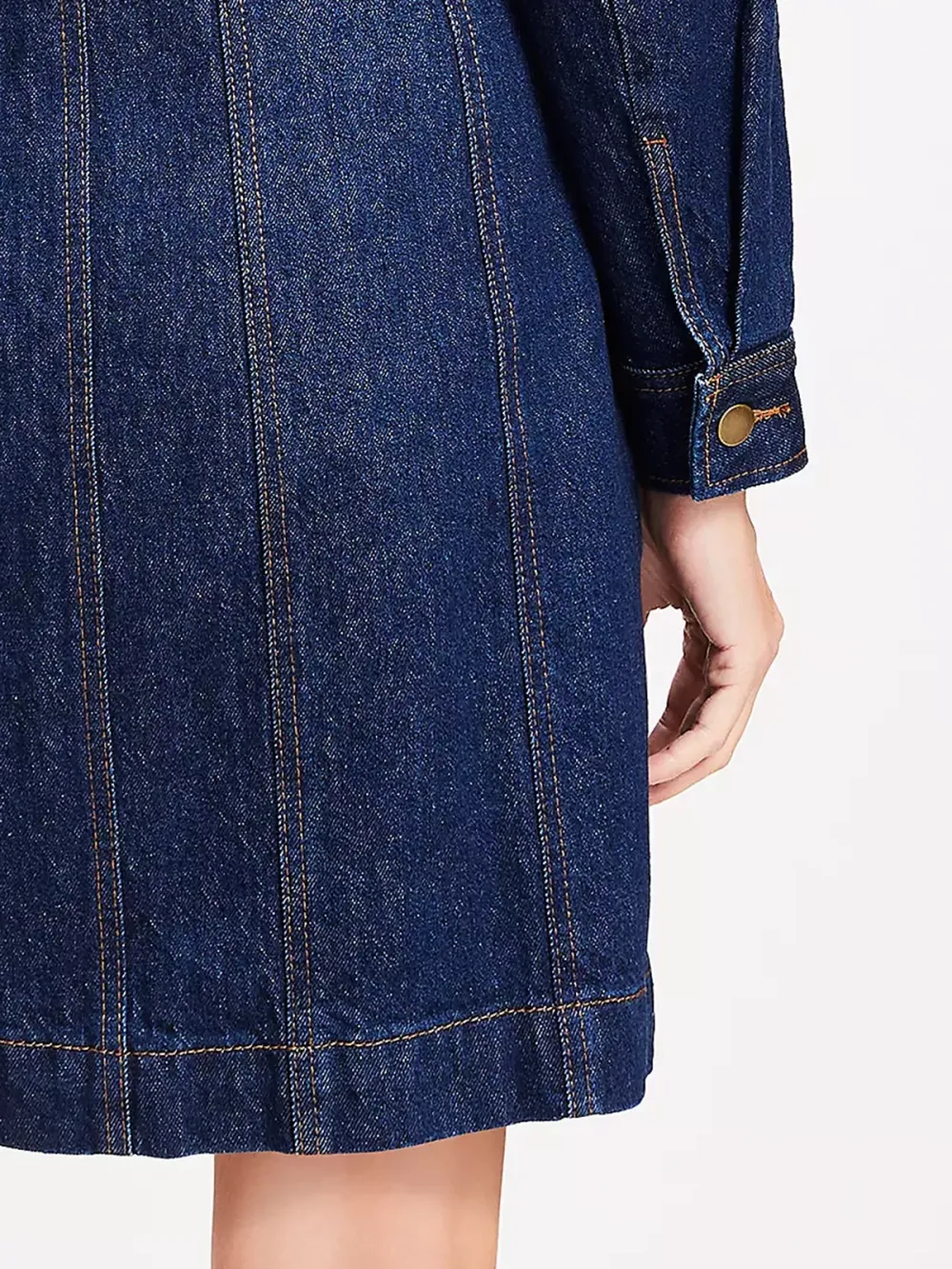 Denim Mini Pocket Dress In Dark Rinse