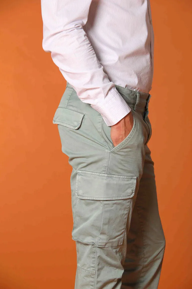 Green Men's Slim Fit Cotton Stretch Overalls