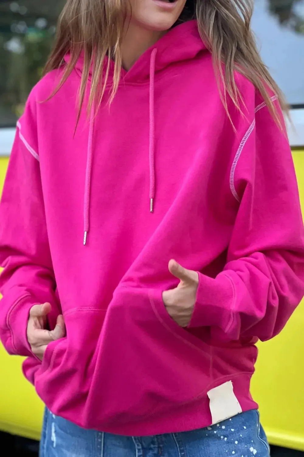 Pink Comfortable Classic Versatile Loose Hoodie