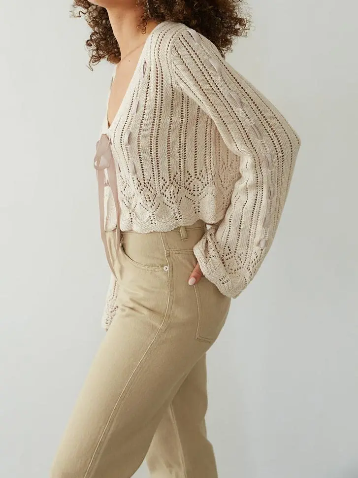 Ginger Crochet Ribbon Cardigan