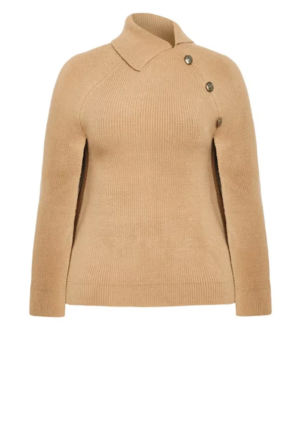 Asymmetric Button Sweater With Lapel