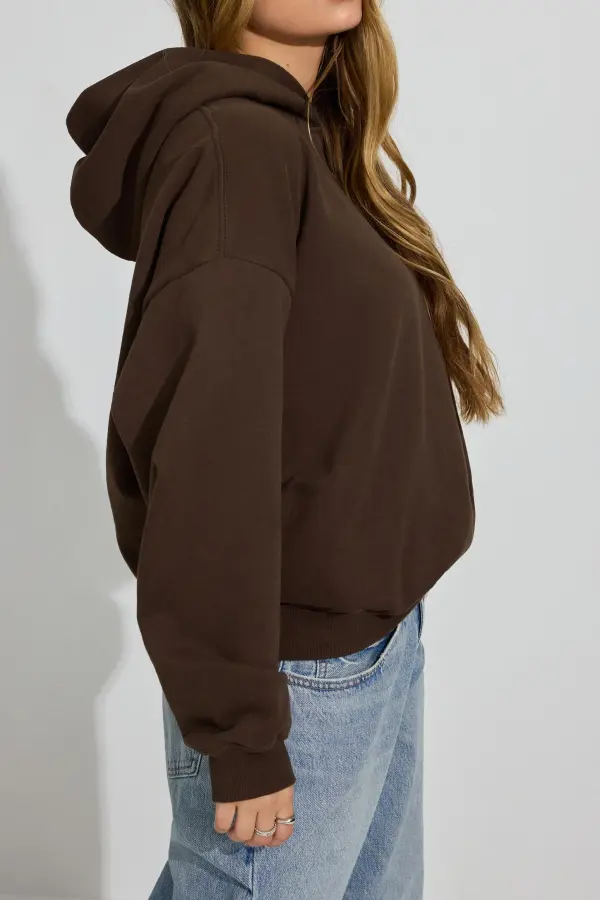 Brown Oversized Hooded Pullover