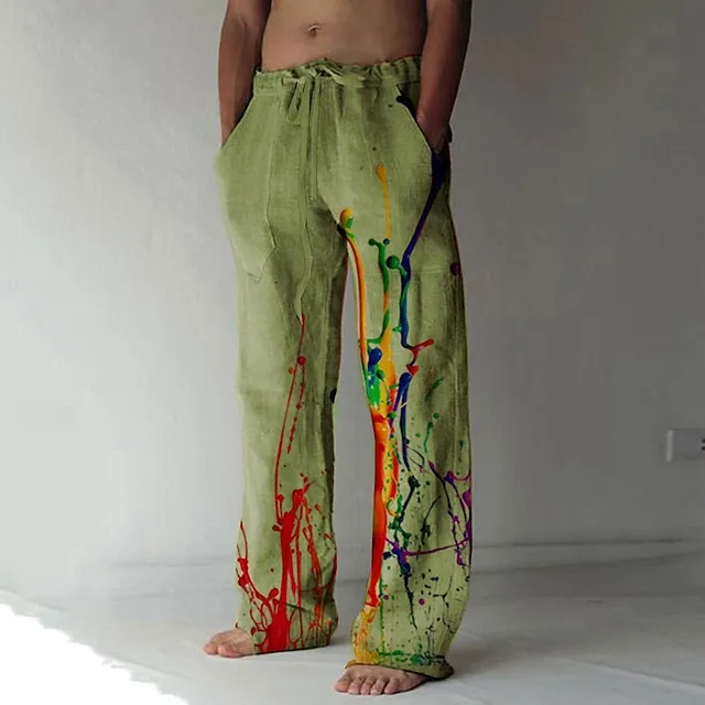 Men's Graphic Prints Graffiti Linen Pants