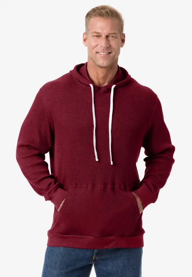 Waffle-Knit Thermal Hoodie