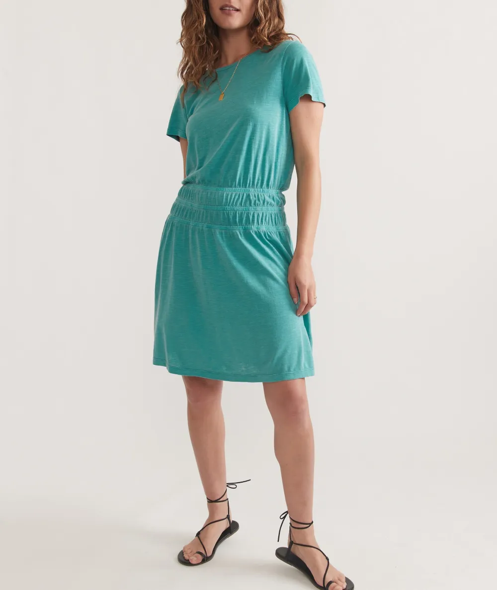Teal Short Sleeve Midi Dress
