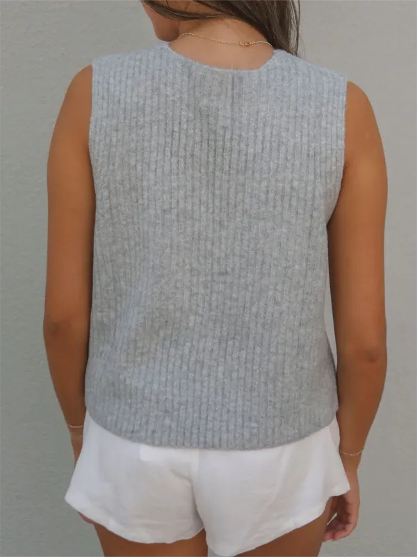 Buttoned Sleeveless Knit Vest