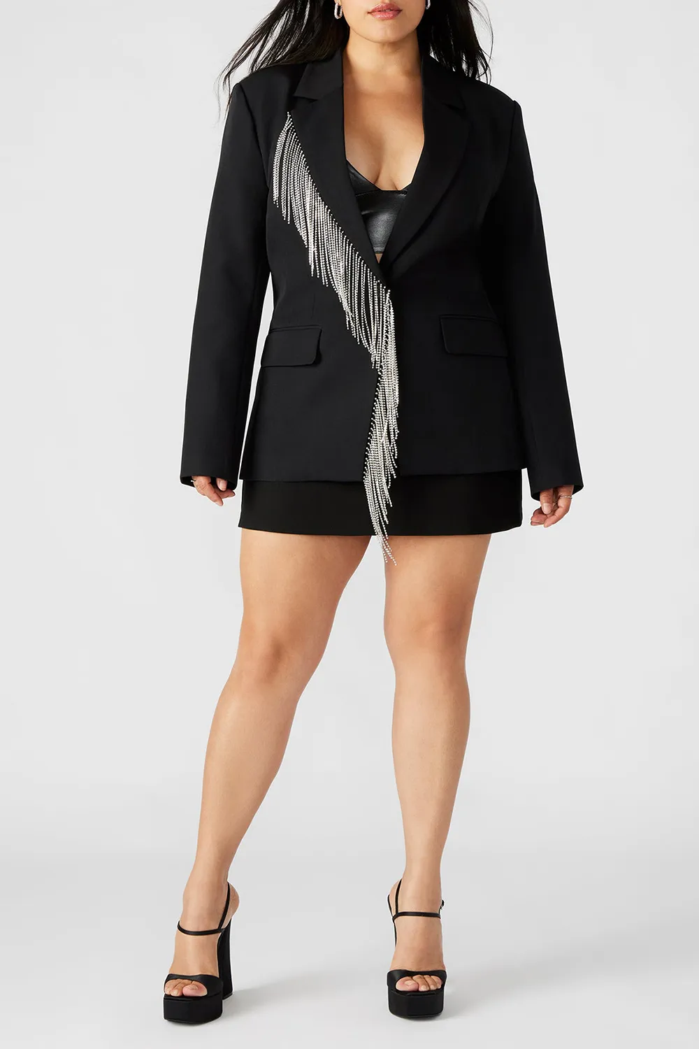 V-Neck Blazer Black
