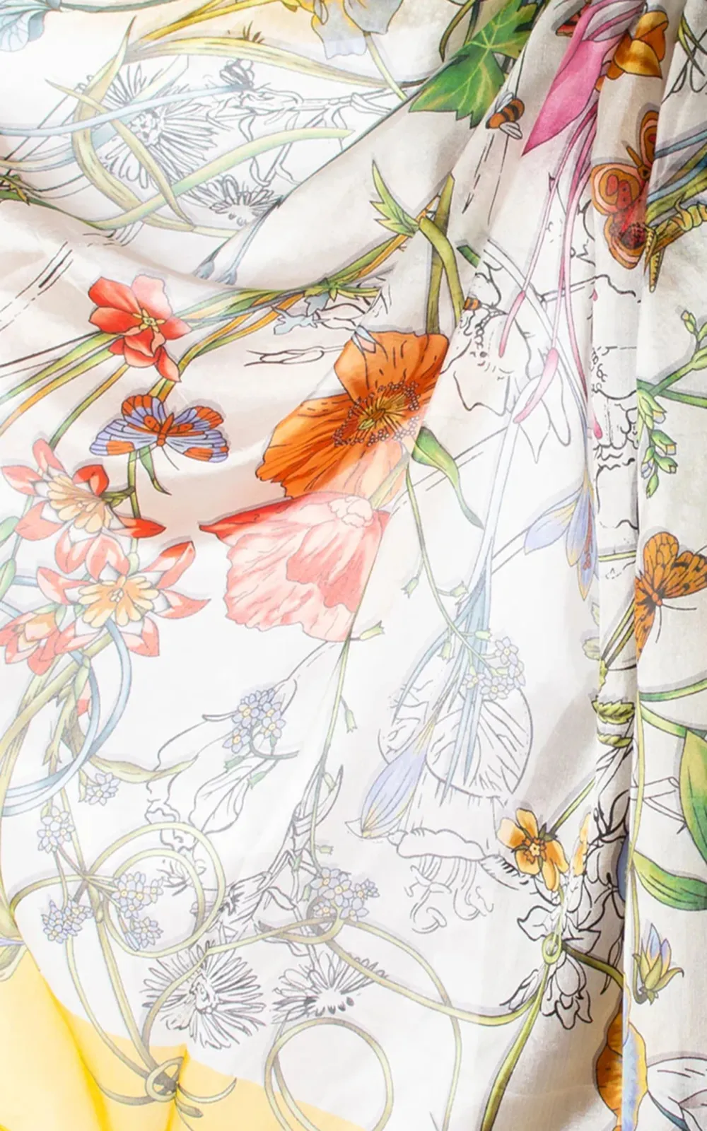 Artistic Pastoral Print Yellow Women's Scarf