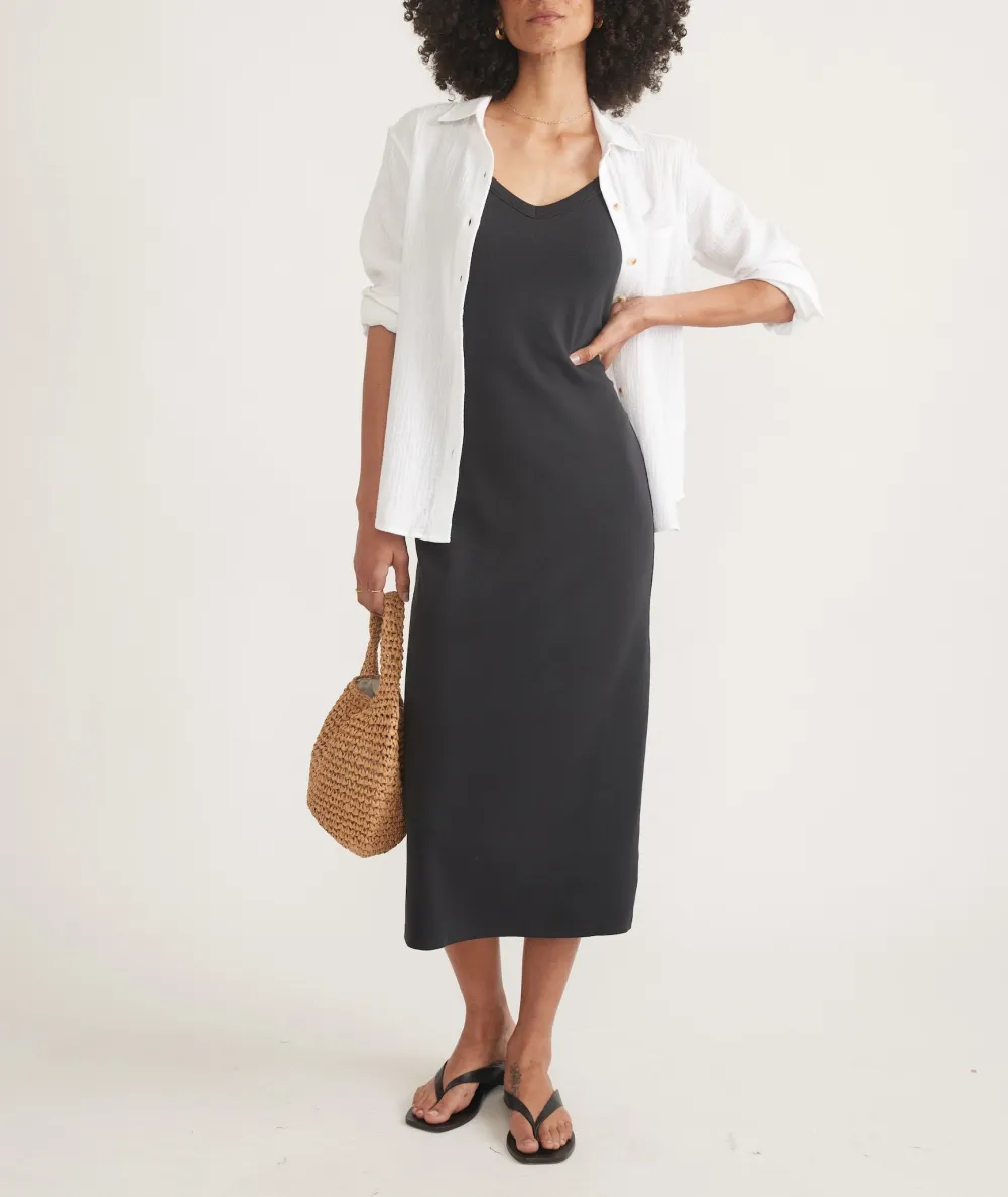 Black Sleeveless Simple Midi Dress