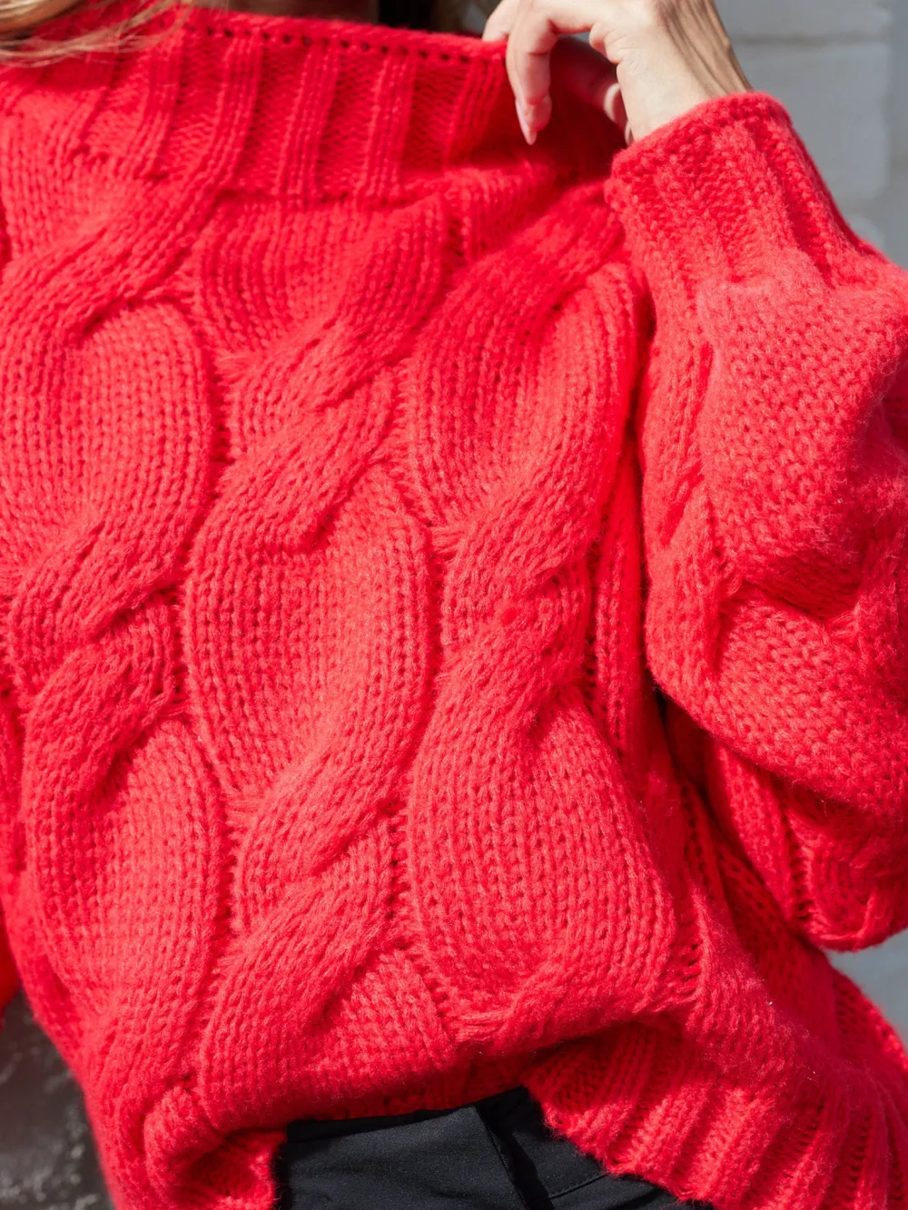 Red Casual Style Long Sleeves Knit