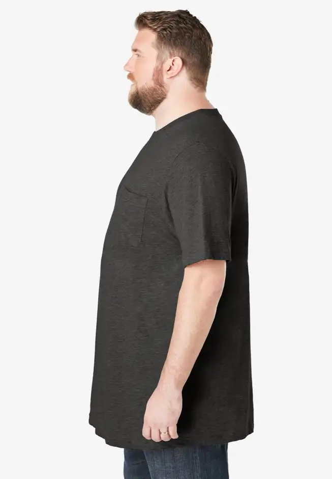 Shrink-Less Lightweight Longer-Length Crewneck Pocket T-Shirt